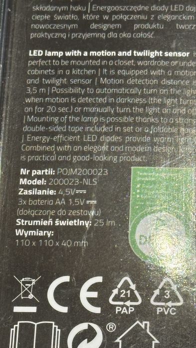 Lampka LED z czujnikiem ruchu i zmierzchu Lethe
