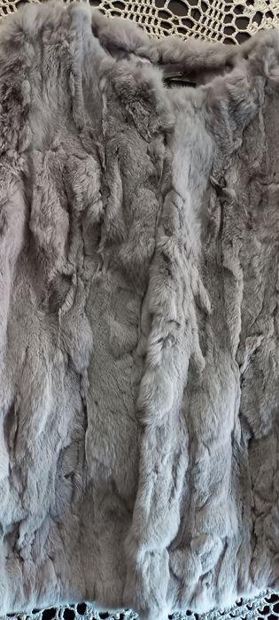 Casaco pêlo coelho natural, tom cinzento anilado, tamanho M/L
