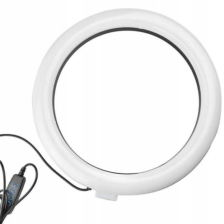 LAMPA PIERŚCIENIOWA led ring 26cm 40W lampka 3 kolory światła na usb i