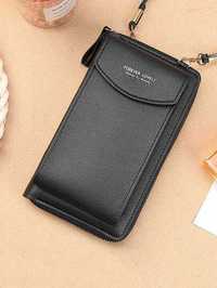 Женский клатч - кошелек сумочка для телефона черная розовая красная