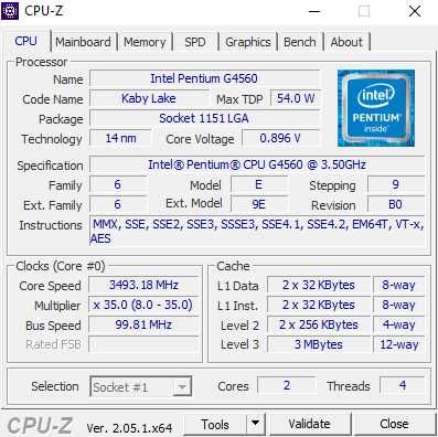 Процессор Intel Pentium G4560 3.5 GHz, 3 MB, BOX