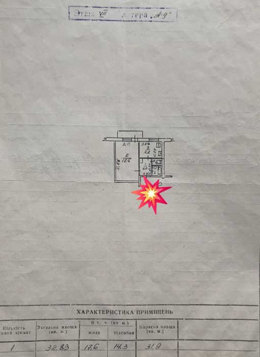 Предлагаем к приобретению 1 кв в центре Космоса. 7/9.