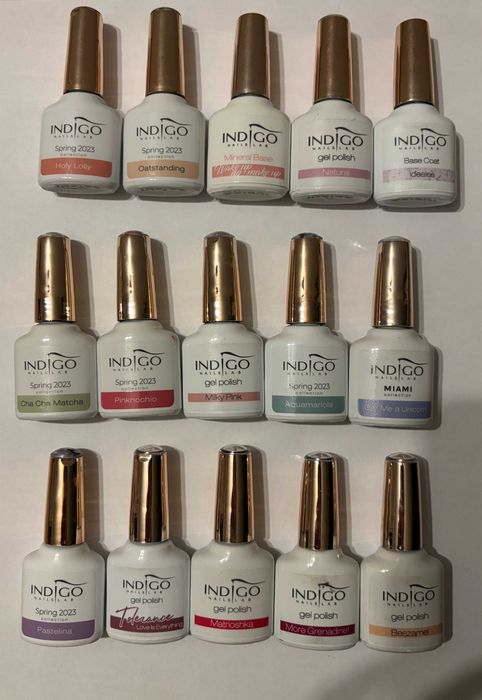 15 Sztuk lakierów hybrydowych indigo 7ml