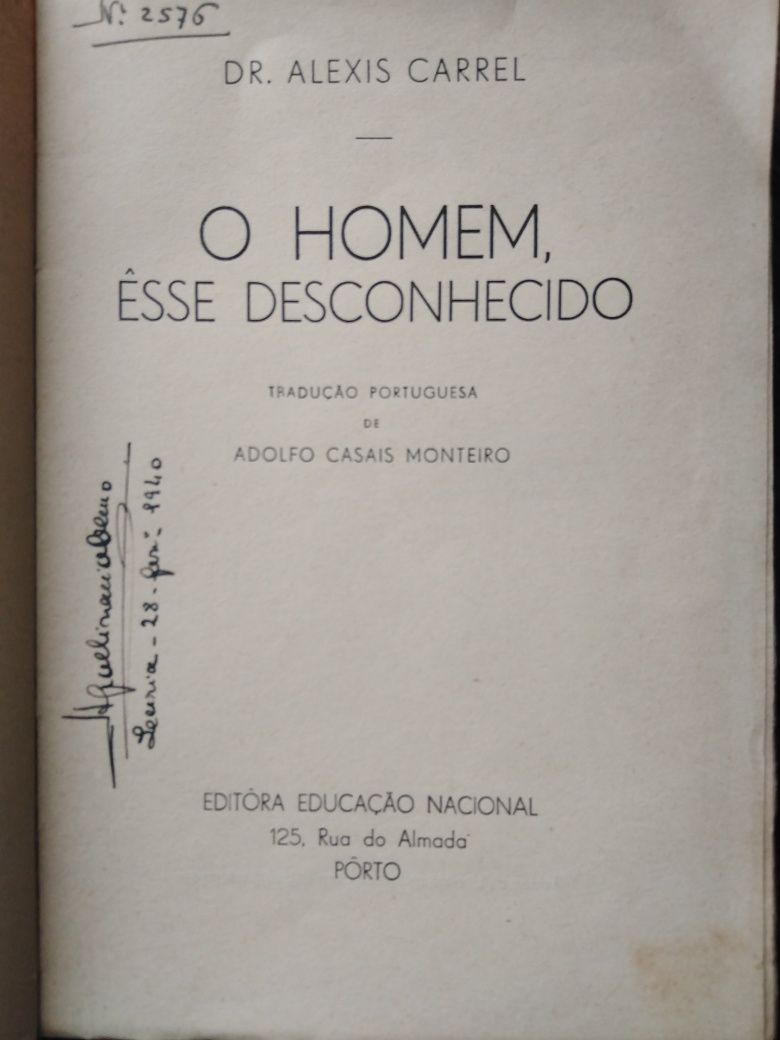 Livro " O homem esse desconhecido,"