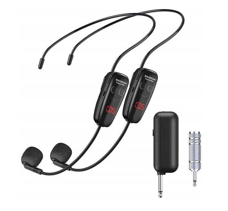 XIAOKOA Mikrofon Bezprzewodowy UHF 50M Pałąk Ręczny 2w1 Do Przemówień