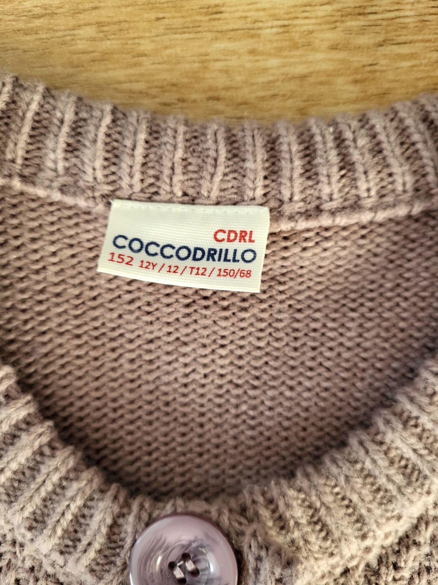 Coccodrillo 152 sweter kardigan brudny róż fiolet