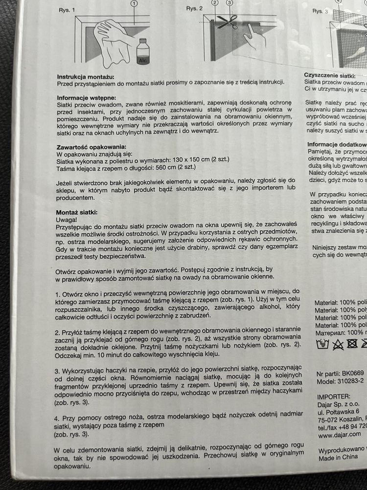Siatka przeciw owadom, moskitiera
