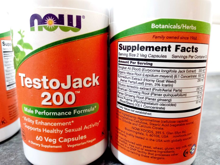 Now Foods, TestoJack 200 (60 капс.), бустер тестостерона