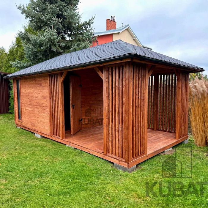 Domek z altanka 3x6 | domek ogrodowy drewniany | domek narzedziowy