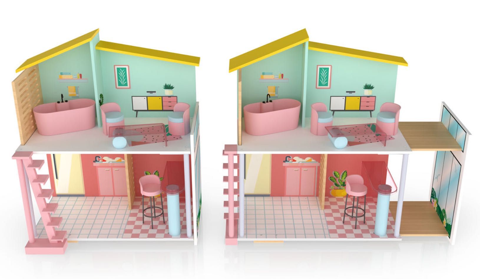 PLAYTIVE Drewniany domek dla lalek Fashion Doll NOWY