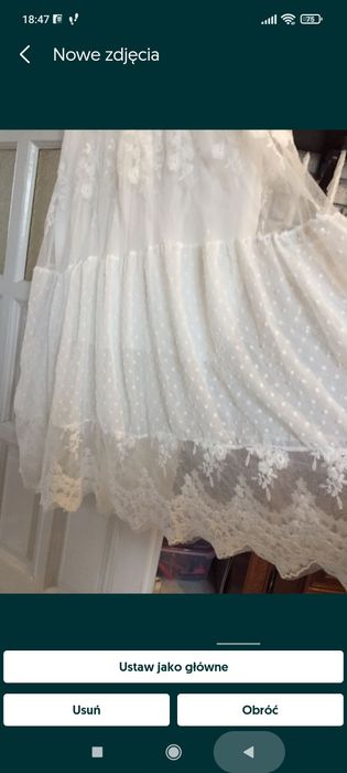 Sukienka długa maxi koronkowa tiulowa Biała zwiewna elegancka wizytowa