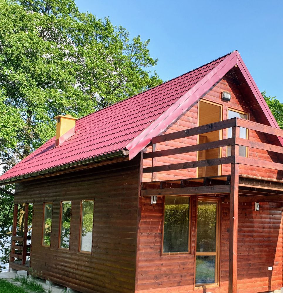 MAZURY Domek 9 osób nad jeziorem z pomostem, łódką i tarasem