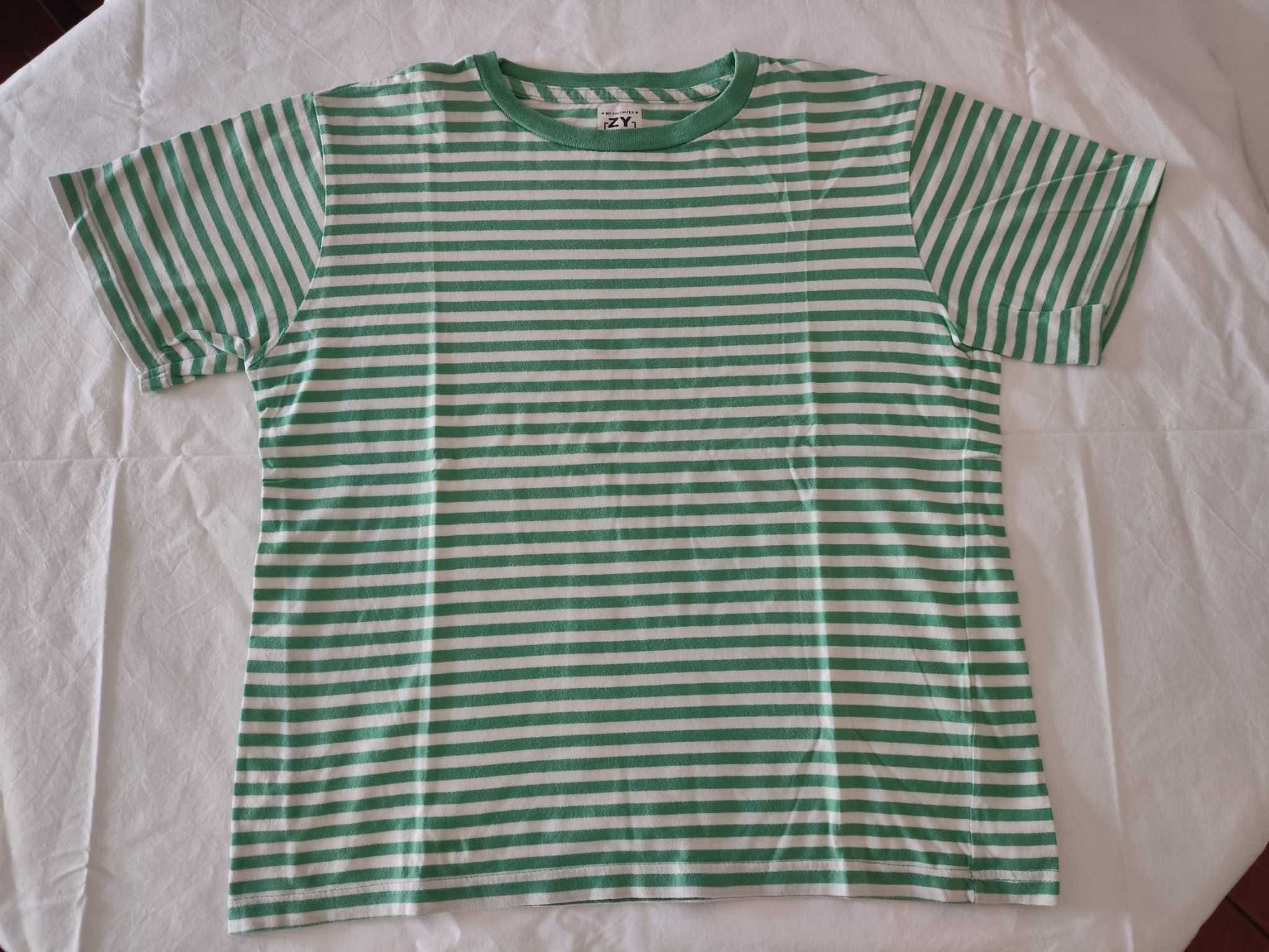 T-shirt ZY listrada verde/branco