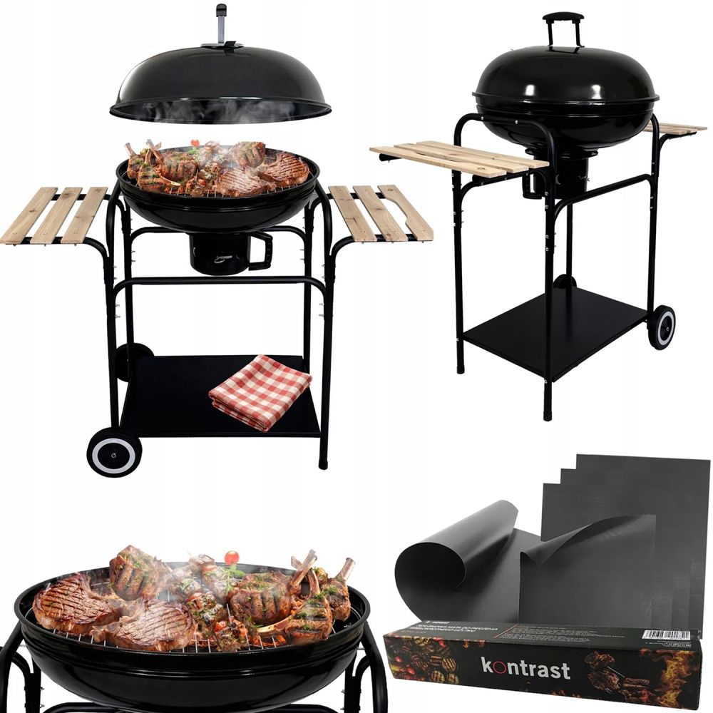 Grill ogrodowy węglowy ruszt zestaw BBQ majówka wakacje lato impreza