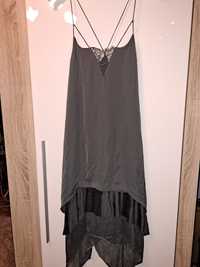 Szara sukienka H&M satynowa na ramiączkach XL damska