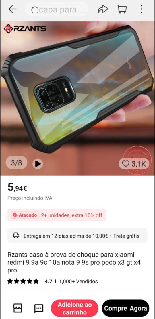 Capa redmi note 9