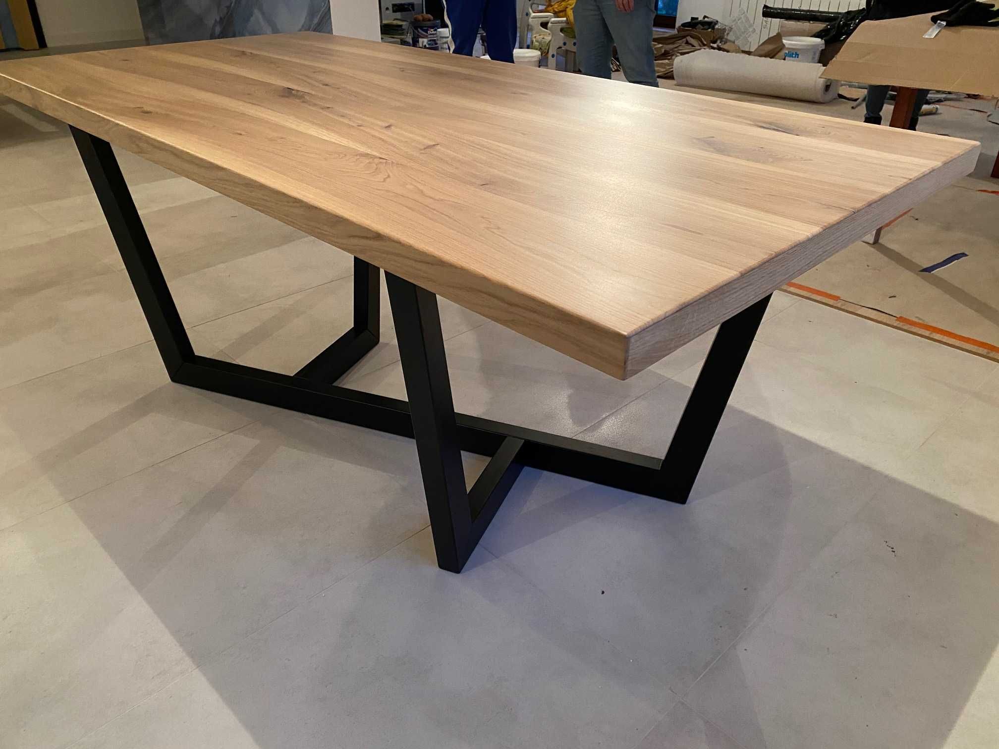 Duży stół z litego drewna dębowego 190x90 do jadalni, salonu