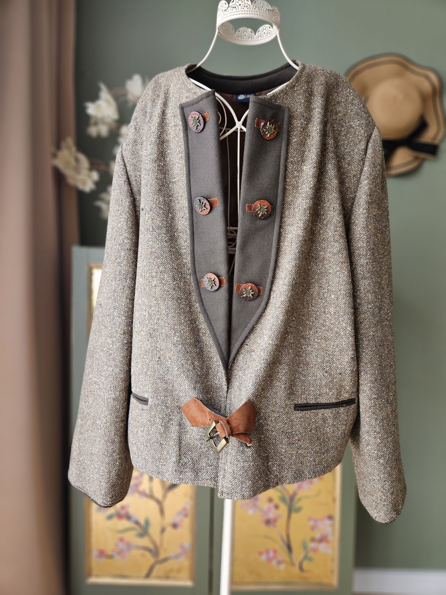 Marynarka Damska Vintage Tweed Trachten folk C&A  xXL