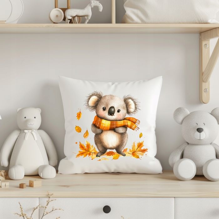 efektowna poszewka na jasiek poduszka słodka koala jesień 37x37cm pols