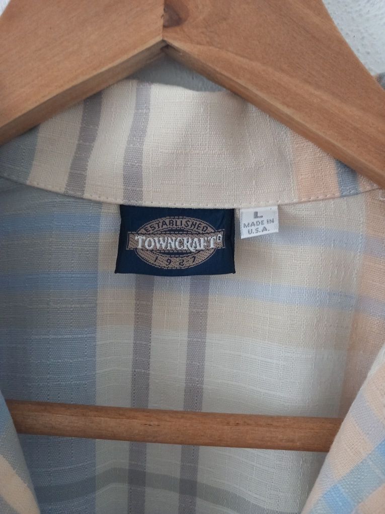 Koszula w kratę z kieszonką i kołnierzykiem Vintage ściągacz TownCraft