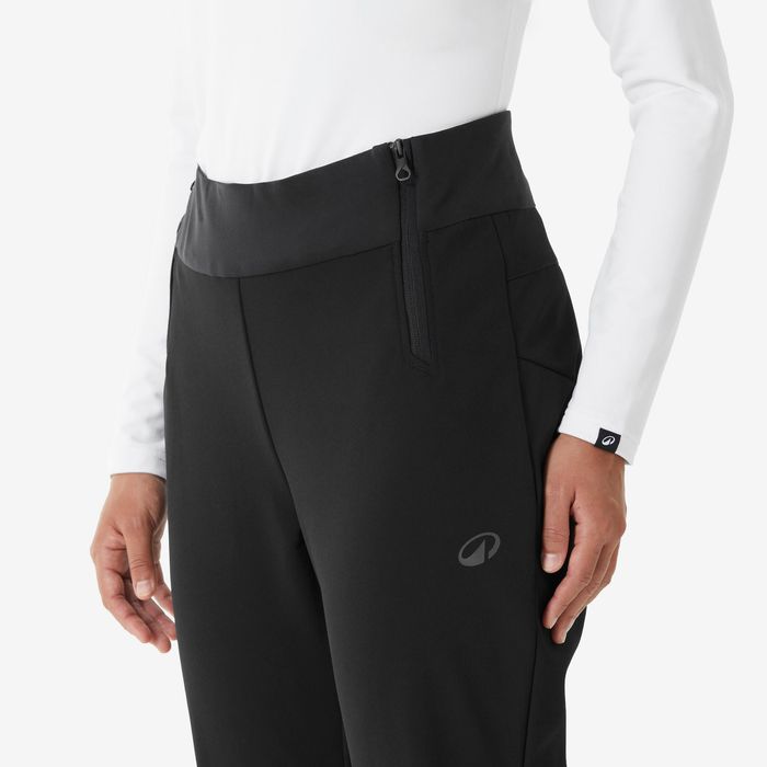 Calças de ski quentes e justas mulher, 500 preto