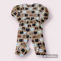Теплая флисовая пижама с котиками,  46-48 размер