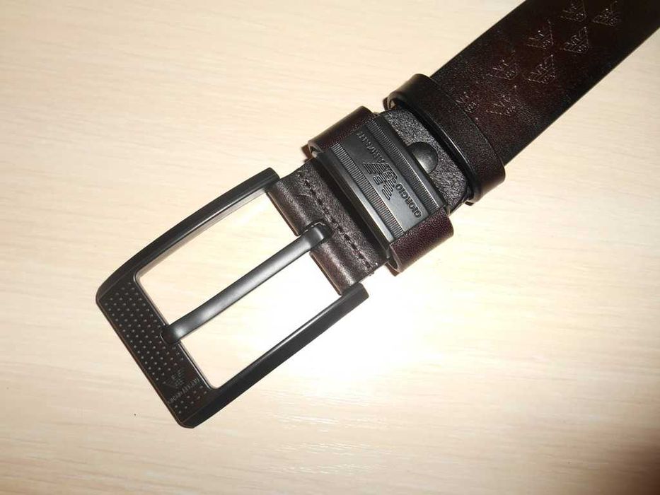 Emporio Armani Męski pasek firmowy, skóra naturalna, Włochy 95-86