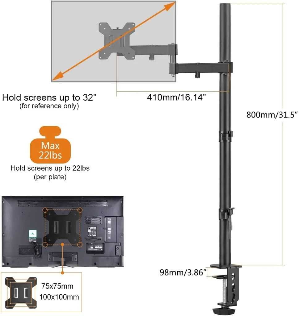 Suporte Monitor Bracwiser 80cm