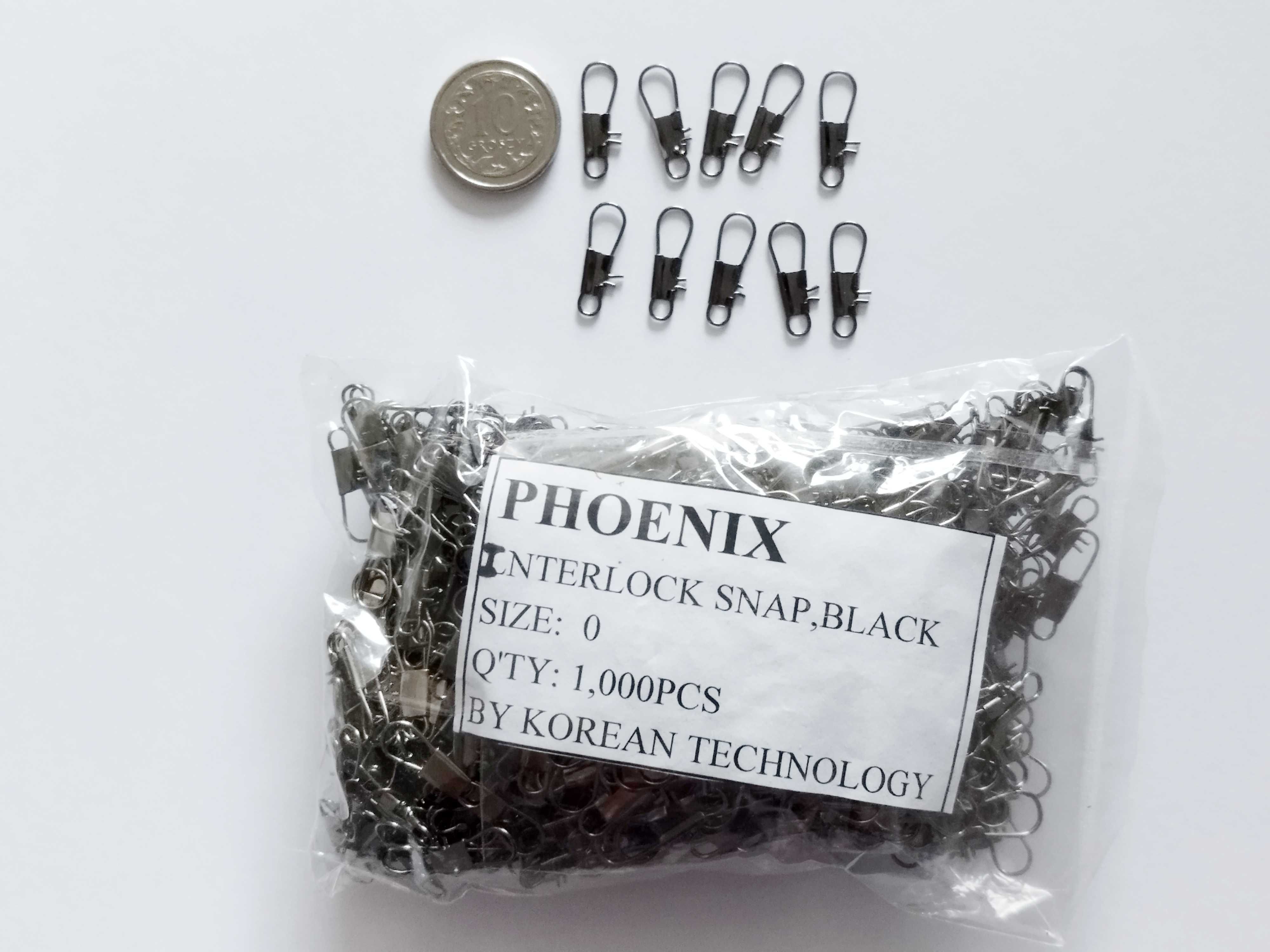 Wyprzedaż! Czarna agrafka interlock firmy Phoenix nr0 100szt.