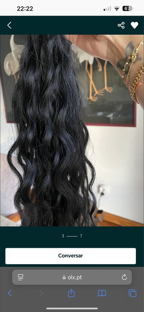 Vendo 65 extensoes pretas cabelo natural ondulado myos