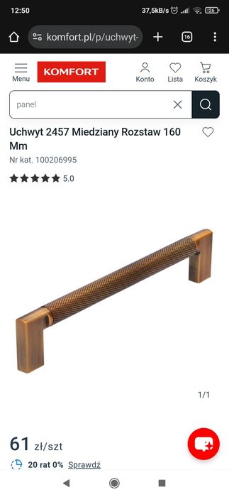 Uchwyt meblowy komfort NOWE