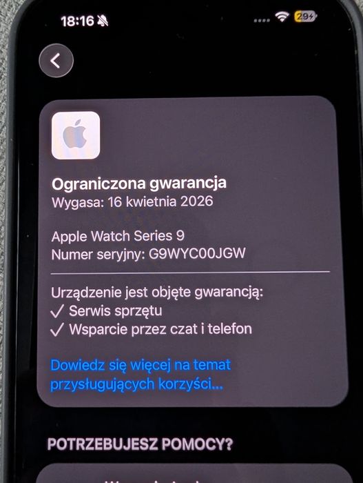Apple watch 9 45mm na gwarancji