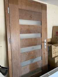 Drzwi z futryną regulowaną Porta dąb 95 x 104 cm masywne klamka