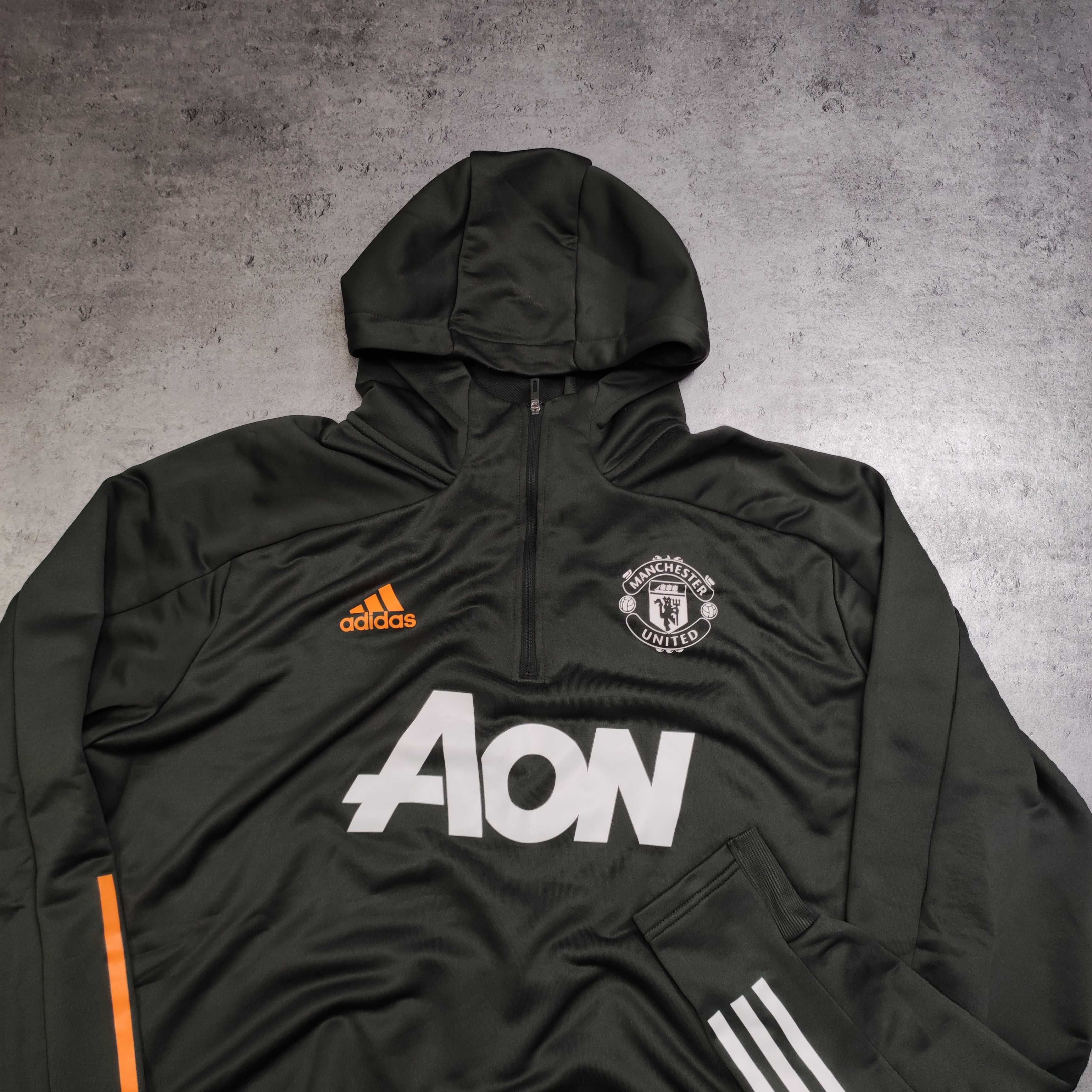 MĘSKA Bluza z Kapturem Hoodie Trening Adidas Manchester United Clima