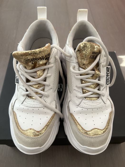 Sneakersy Versace Jeans Couture 36 biało złote na grubej podeszwie 23