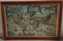 Quadro com gravura de mapa antigo - 108x74 cm