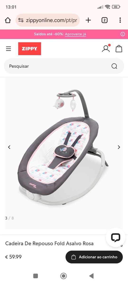 Espreguiçadeira para bebê menina