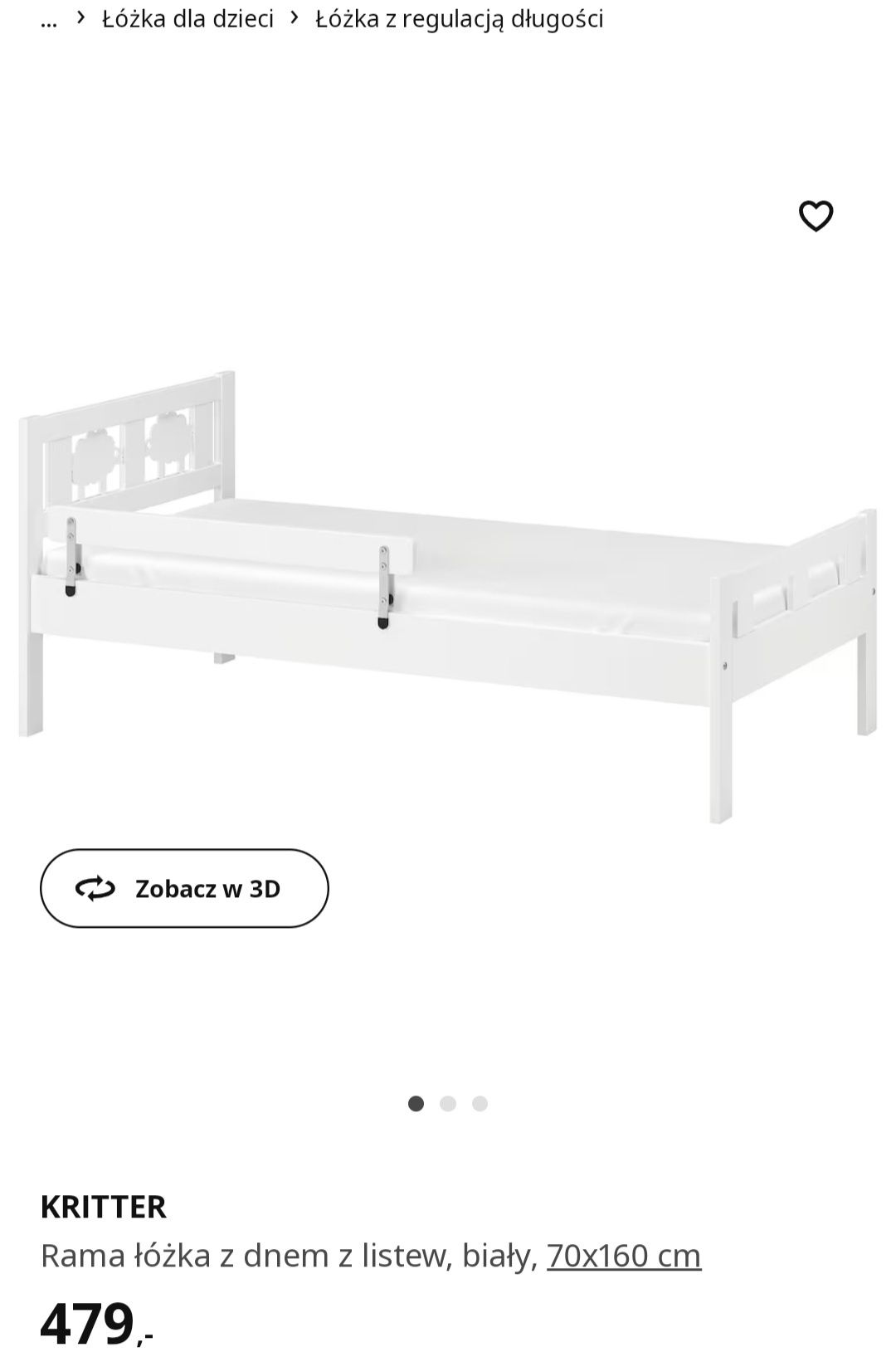 Promocja Łóżko dziecięce ikea KRITTER 70/160 komplet 250zl