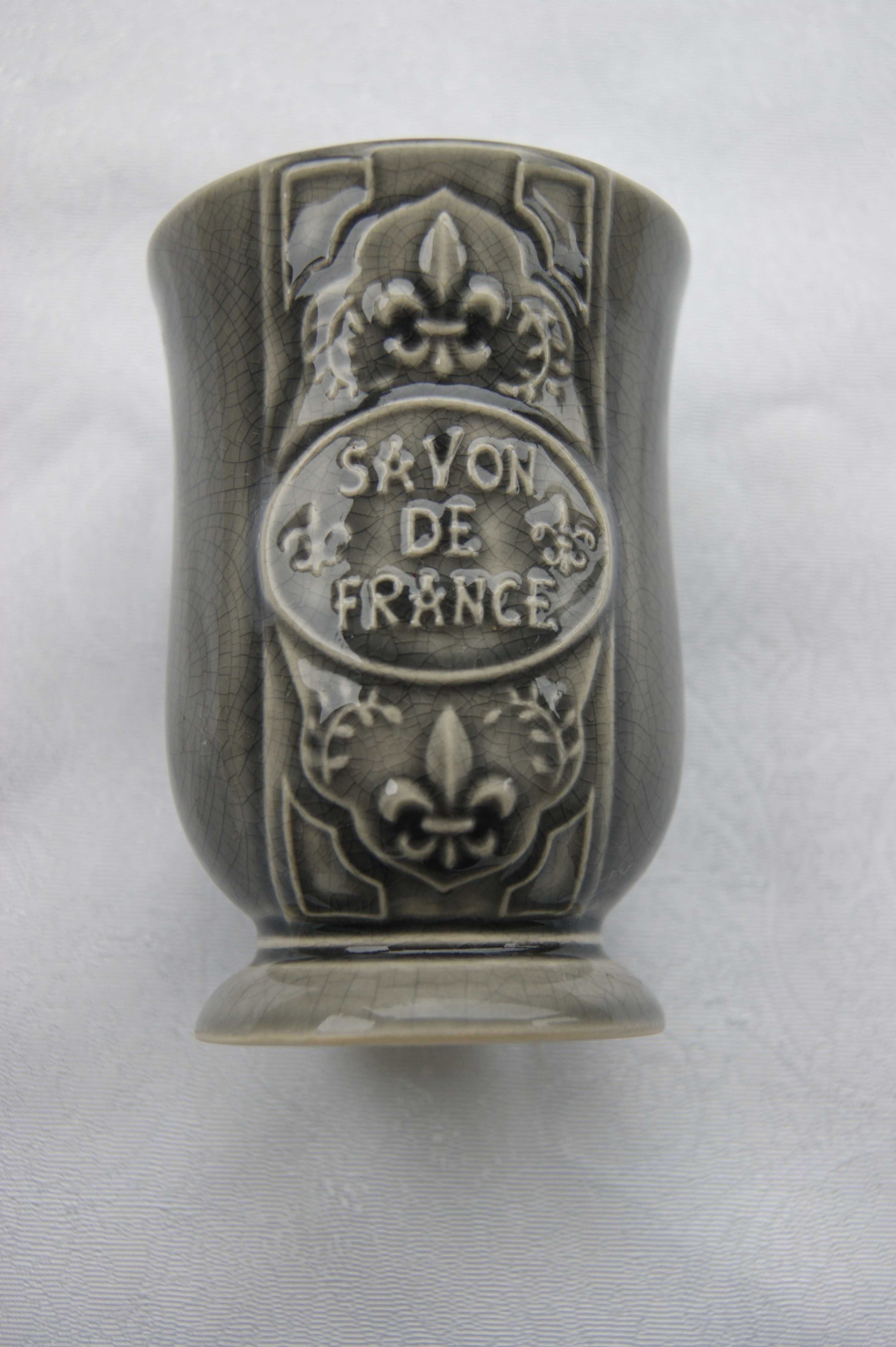 Ceramiczny, szary ,stylowy kubek-Savon de France