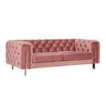 Sofa Jules by Rood-Drew, trzyosobowa, pikowana, w kolorze róż antyczny