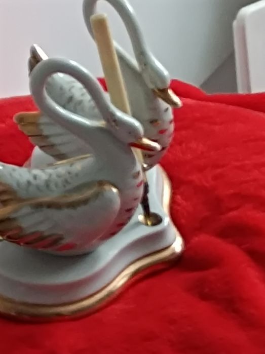 Łabędzie Capodomonte Ołówek ,kość XIX w.Biurko.