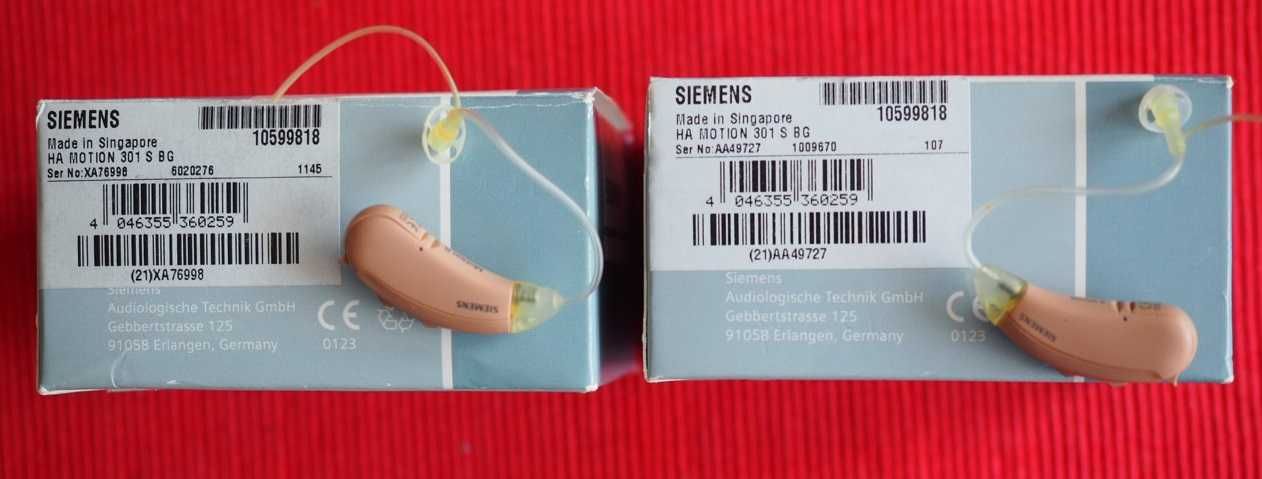 APARAT słuchowy SIEMENS Motion 301 S + ETUI (lewy i prawy) -mało używ.