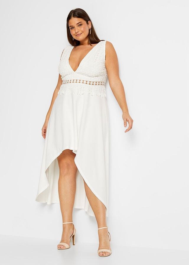 B.P.C sukienka asymetryczna biała z koronką ^42