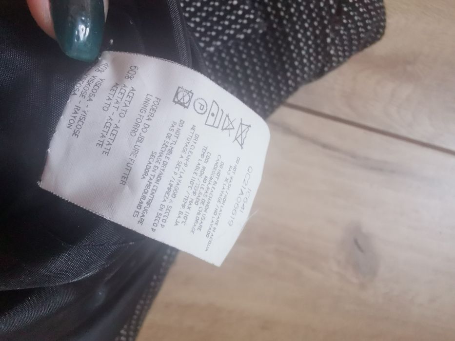 Elegancki żakiet marynarka 100% wełna biało czarny dese Caractere M 38