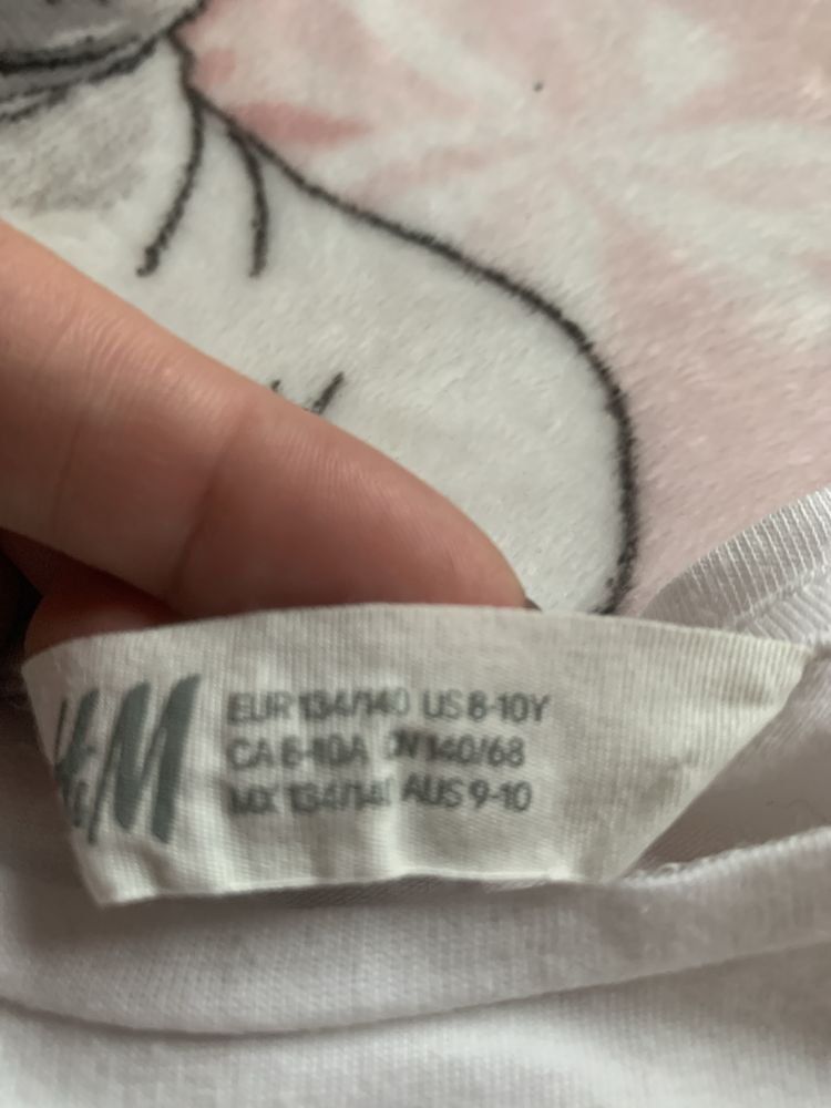 Bluzka dziewczęca H&M jednorozce biała 134/140