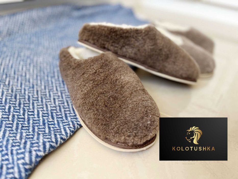 Домашні тапочки з натуральної овчини Чоловічі Коричневі