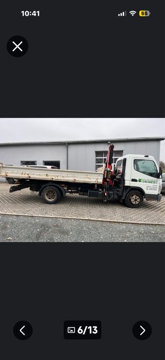 Mitsubishi canter com grua e bascúla