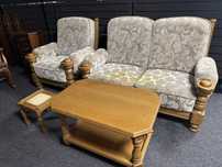 Sofa fotel stolik komplet stołowy