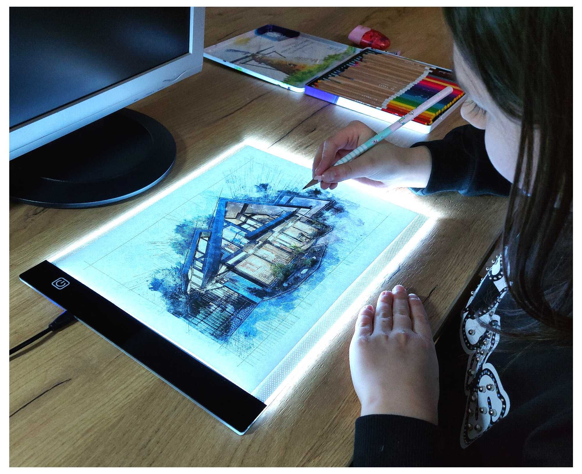 Tablet Graficzny Podświetlana Tablica Deska Kreślarska LED KALKA A4
