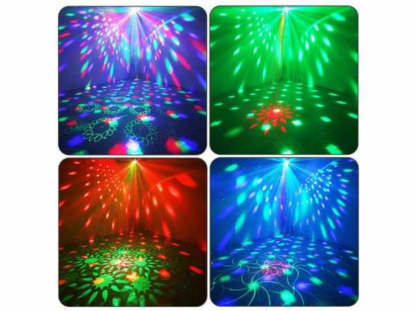 Efekt Laser Czerwony i Zielony + Kula Disco RGB MIX Wzorów 2-Efekty IR